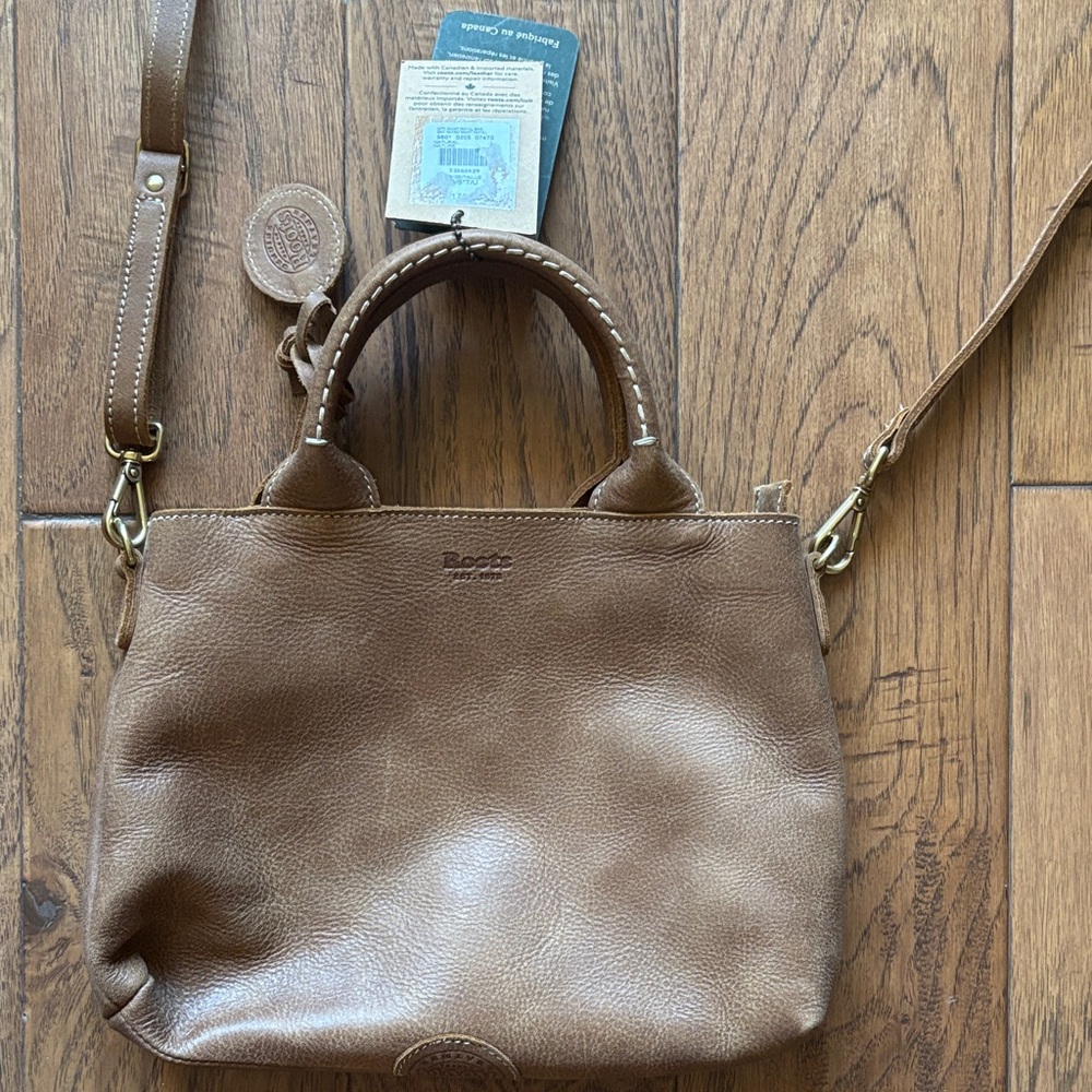 Roots Tan Leather Crossbody Bag